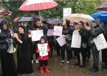 (Imagen de la manifestación realizada contra los femicidios y el patriarcado el pasado 19 de octubre en la plaza central)
