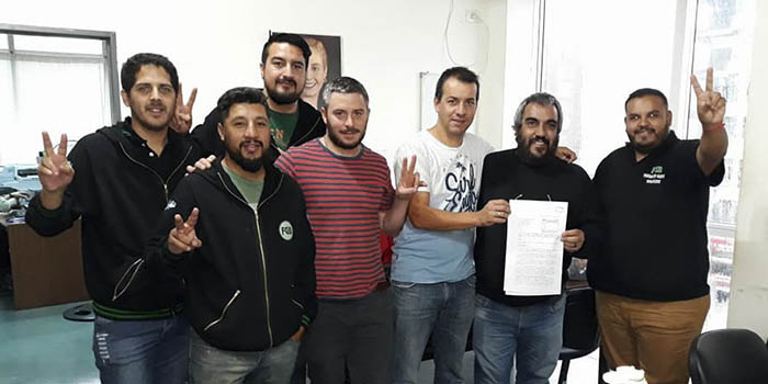 Representantes de la Federación Grafica Bonaerense junto a los concejales de Unidad Ciudadana Reinaldo Torres, Carlos Paz y Manuel Anigstein