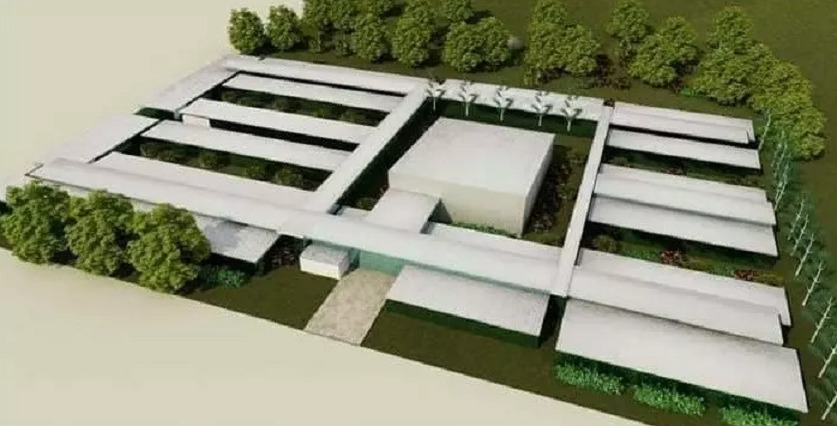 (plano del edificio para la universidad, diseñado por el Ingeniero Roberto Carretero)