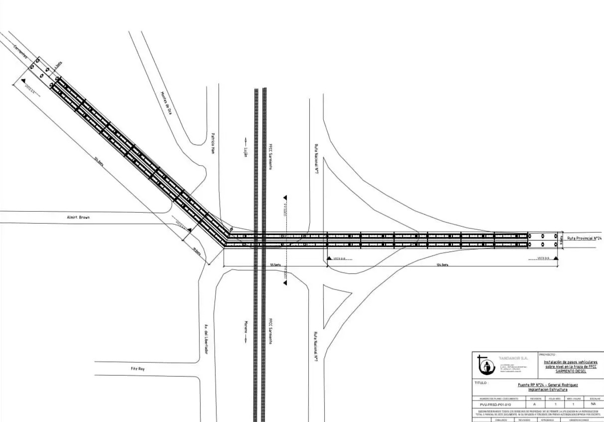 (Plano de la obra publicado por la Secretaría de Obras y Servicios Públicos de General Rodríguez)