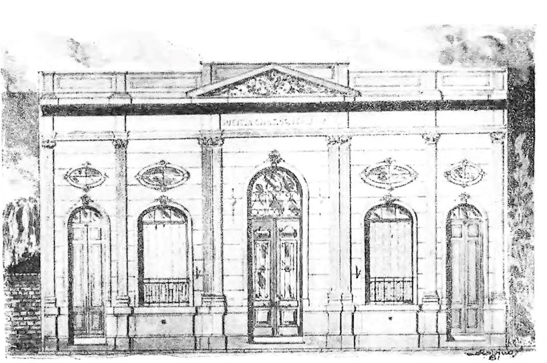 (Edificio de la Sociedad de Socorros Mutuos Unión Primera Italiana en el año 1921 | Libro Dardo Malvino)